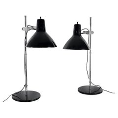 1970's Pair of Large System Desk Lamps, Brass and Aluminium, Spain