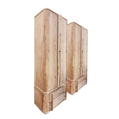 1970s Pair of Modular Wardrobes by Jordi Vilanova, White Pitch Pine, Barcelona