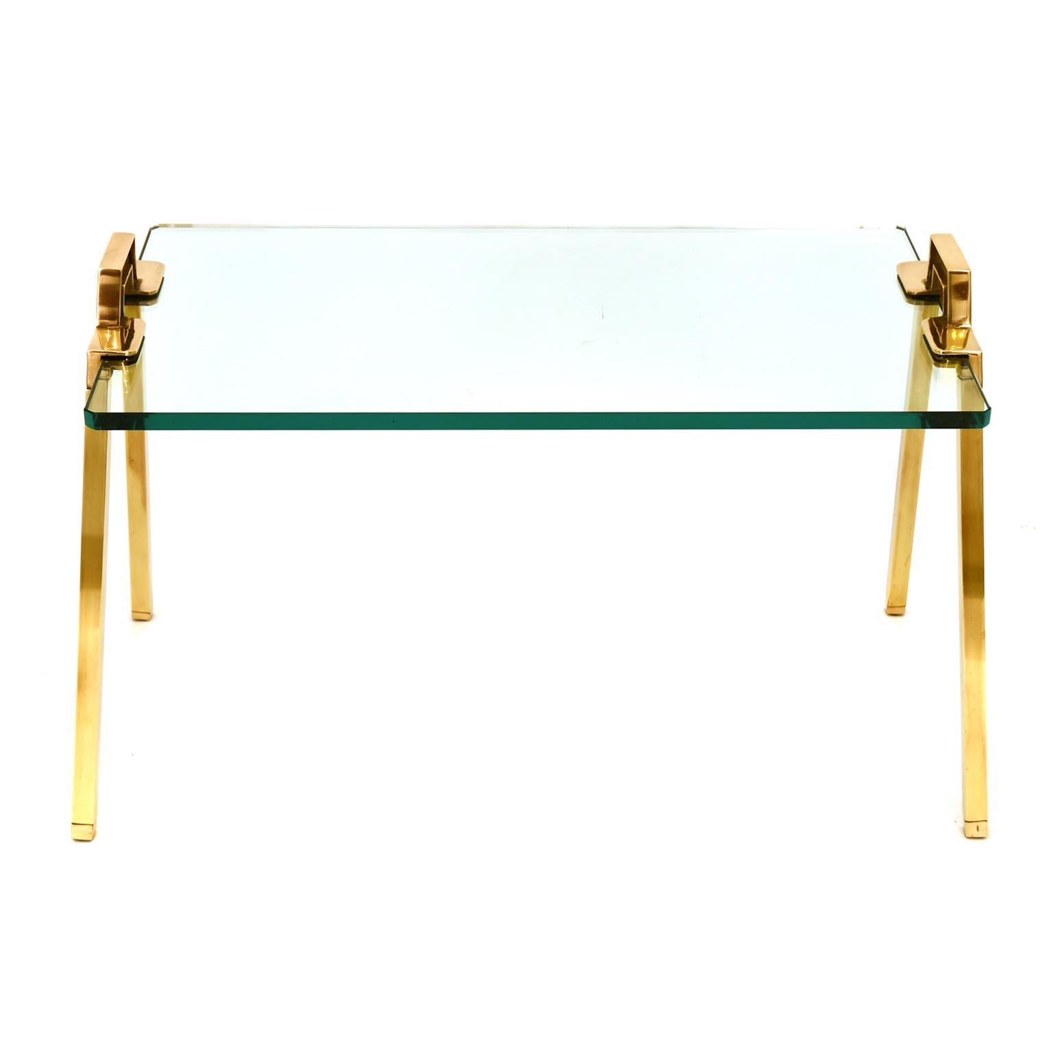 Mid-Century Modern 1970´s Peter Ghyczy Vintage Coffee Table Brass Glass Tray Side Table