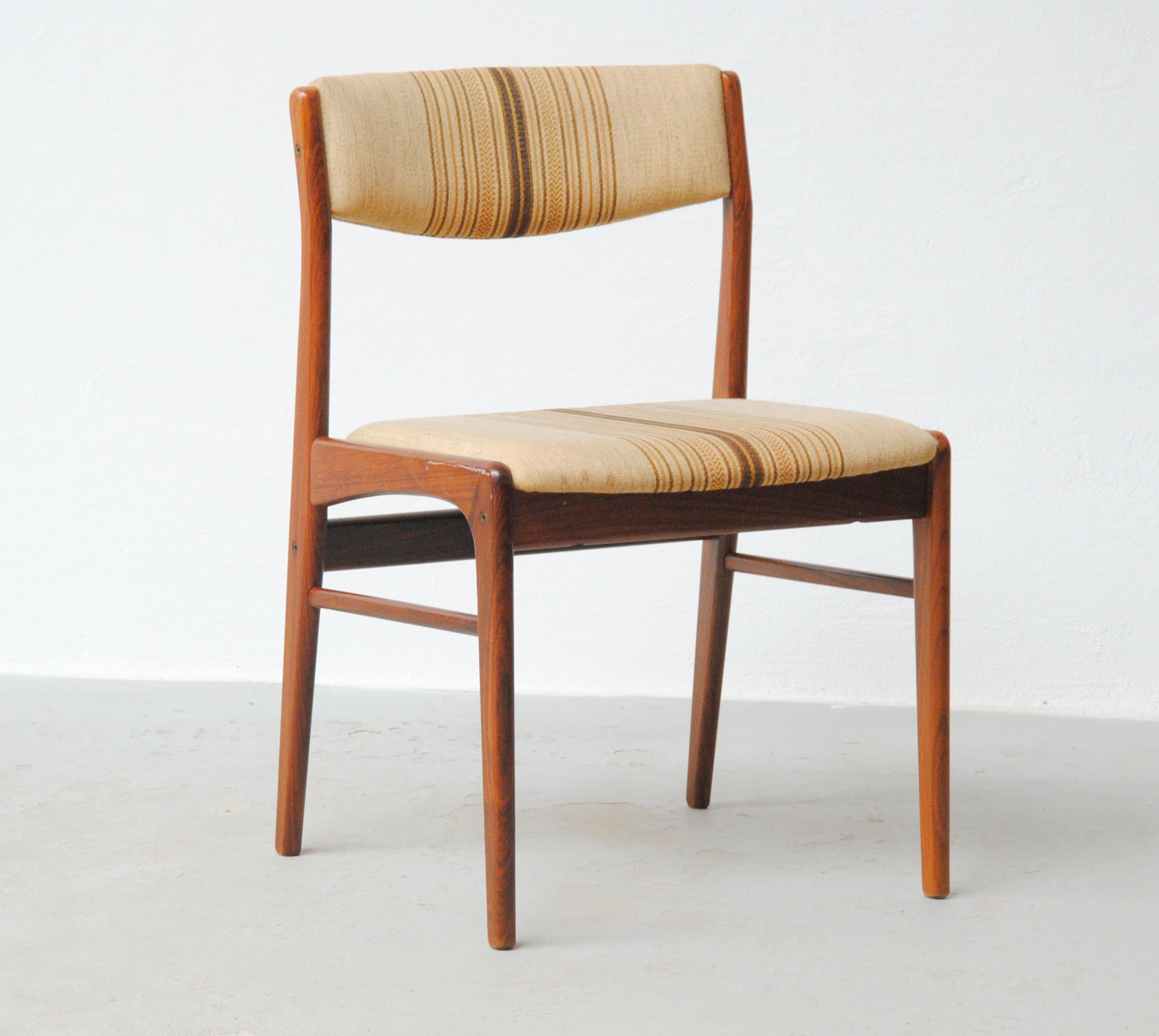 Danish 1970's Set of Five Restored Rosewood Dining Chairs Custom Upholstery Included For Sale