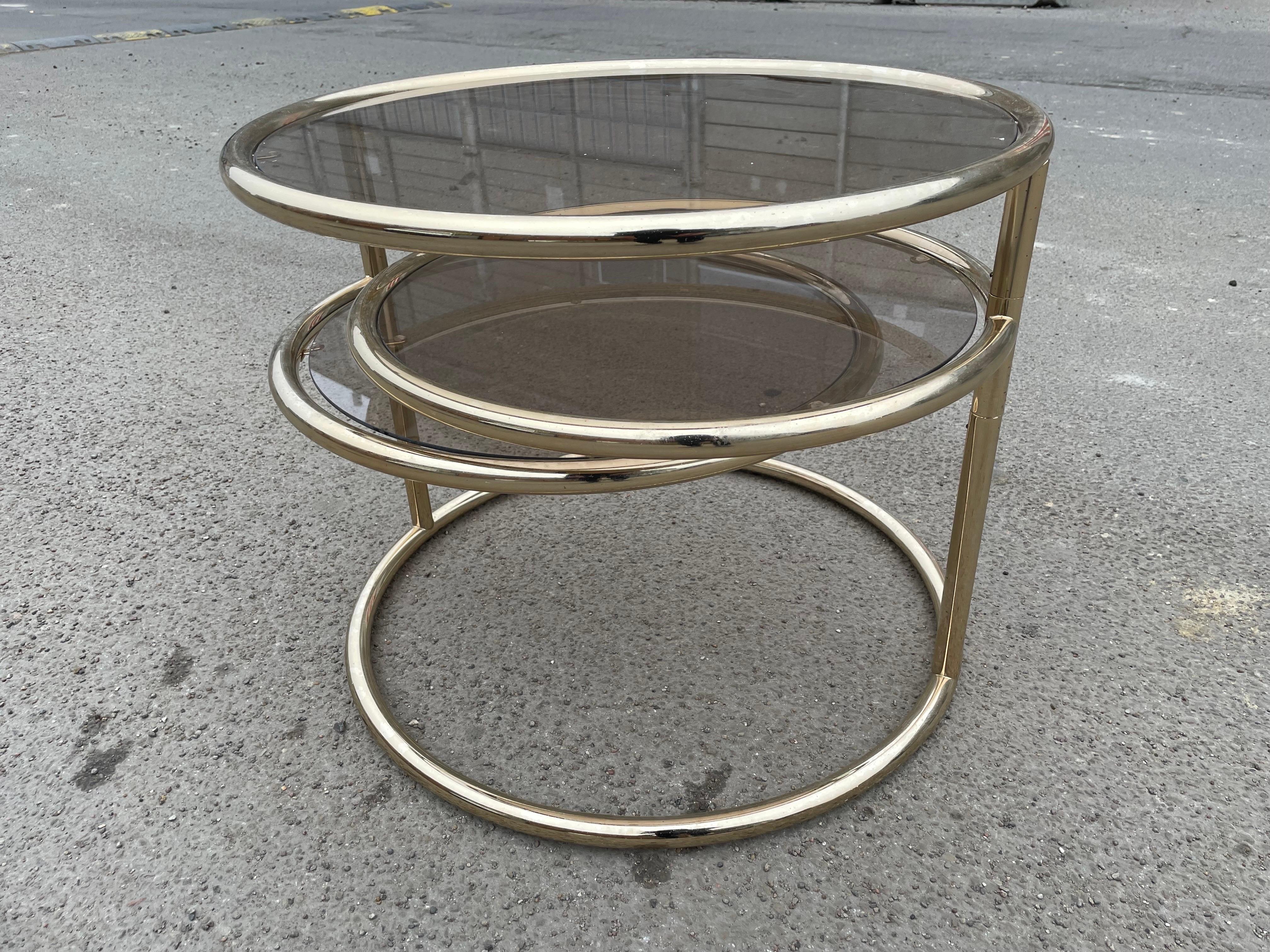 Late 20th Century 1970´S Vintage Italian Swirveltable from Morex in the Style of Milo Baughman For Sale
