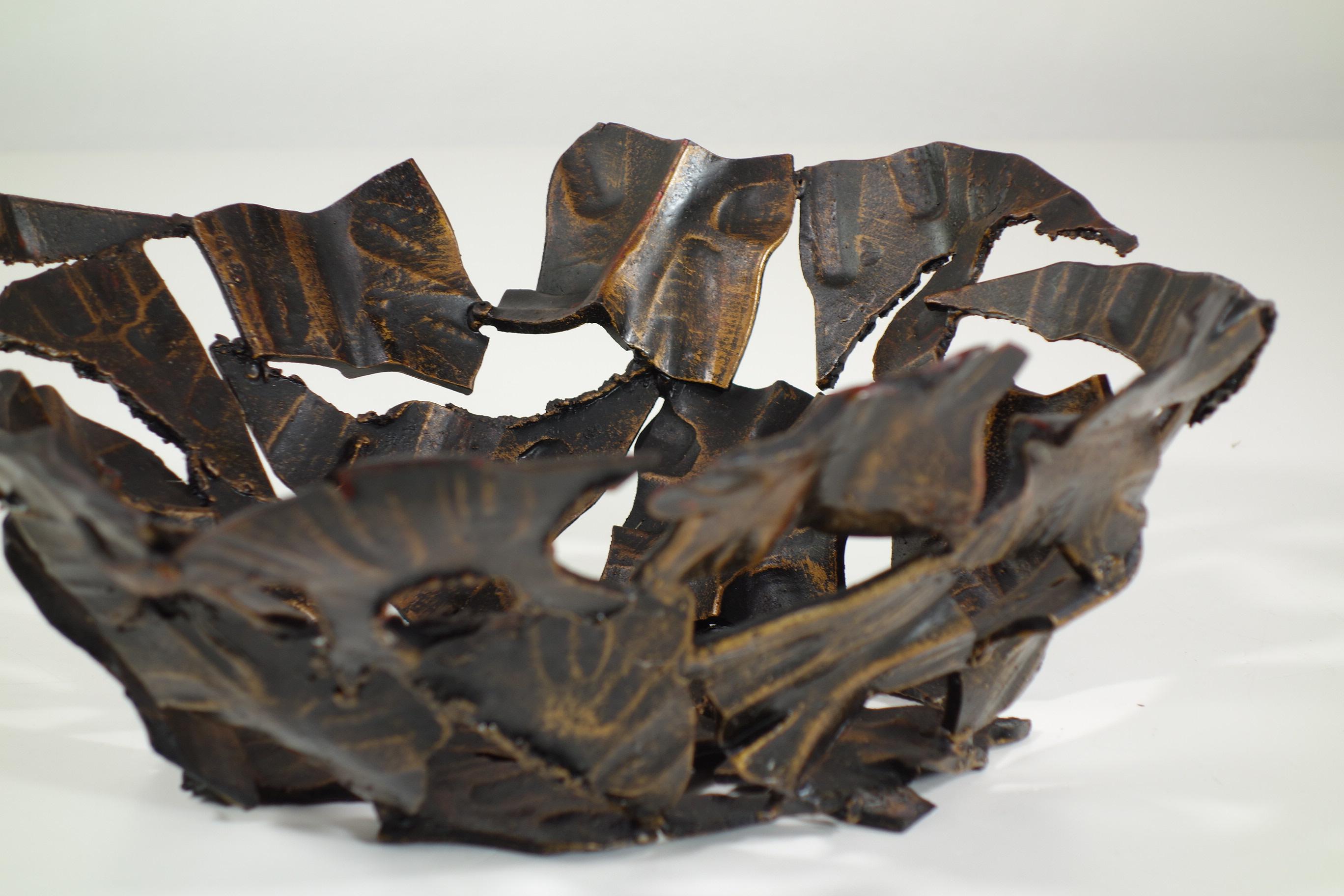 1970 Salvino Marsura style Brutalist Sculpture Irone Bowl Excellent état - En vente à Brescia, IT