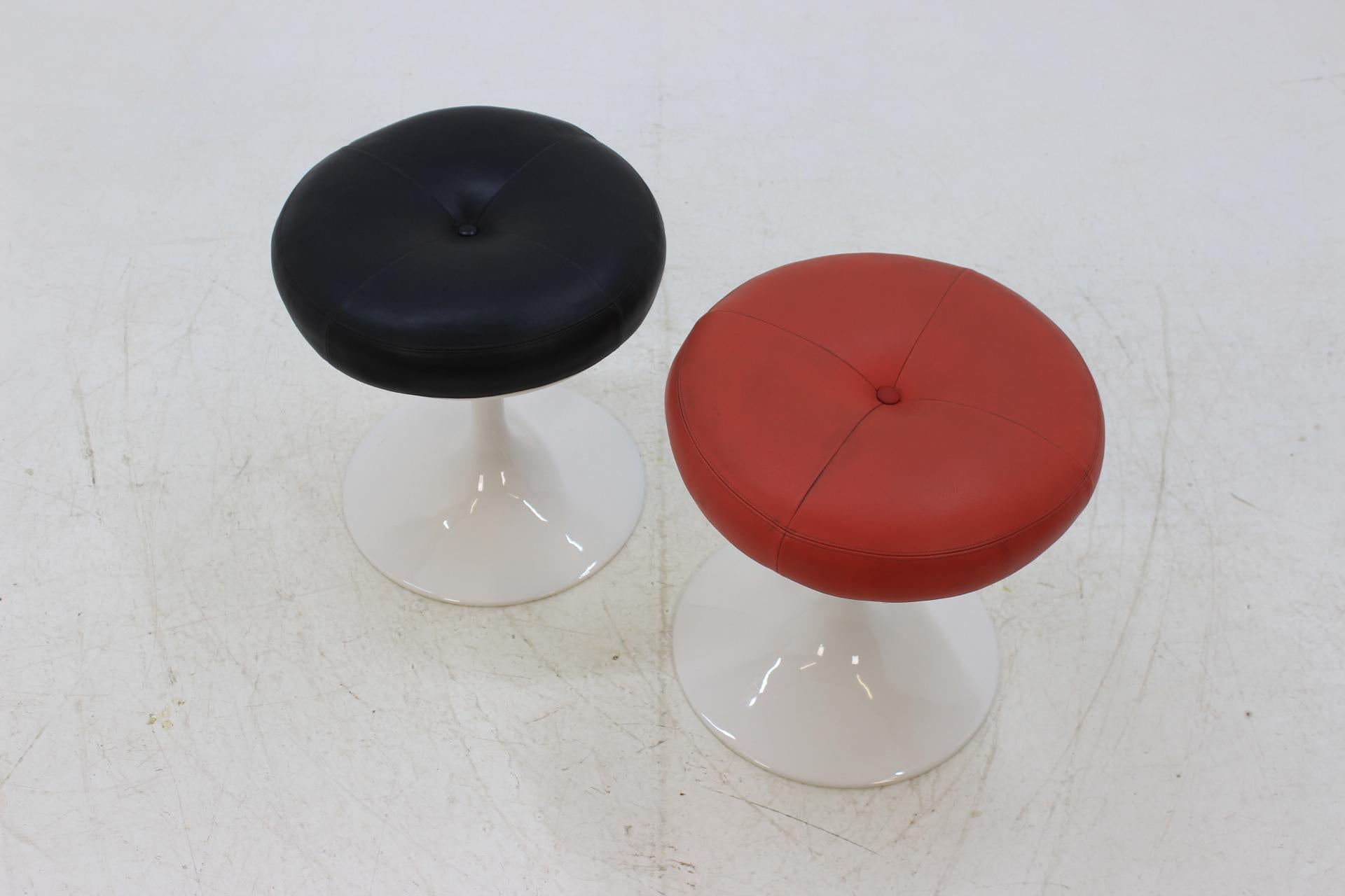 1970 Scandinavian Leather Stool, Set of Two In Good Condition In Praha, CZ