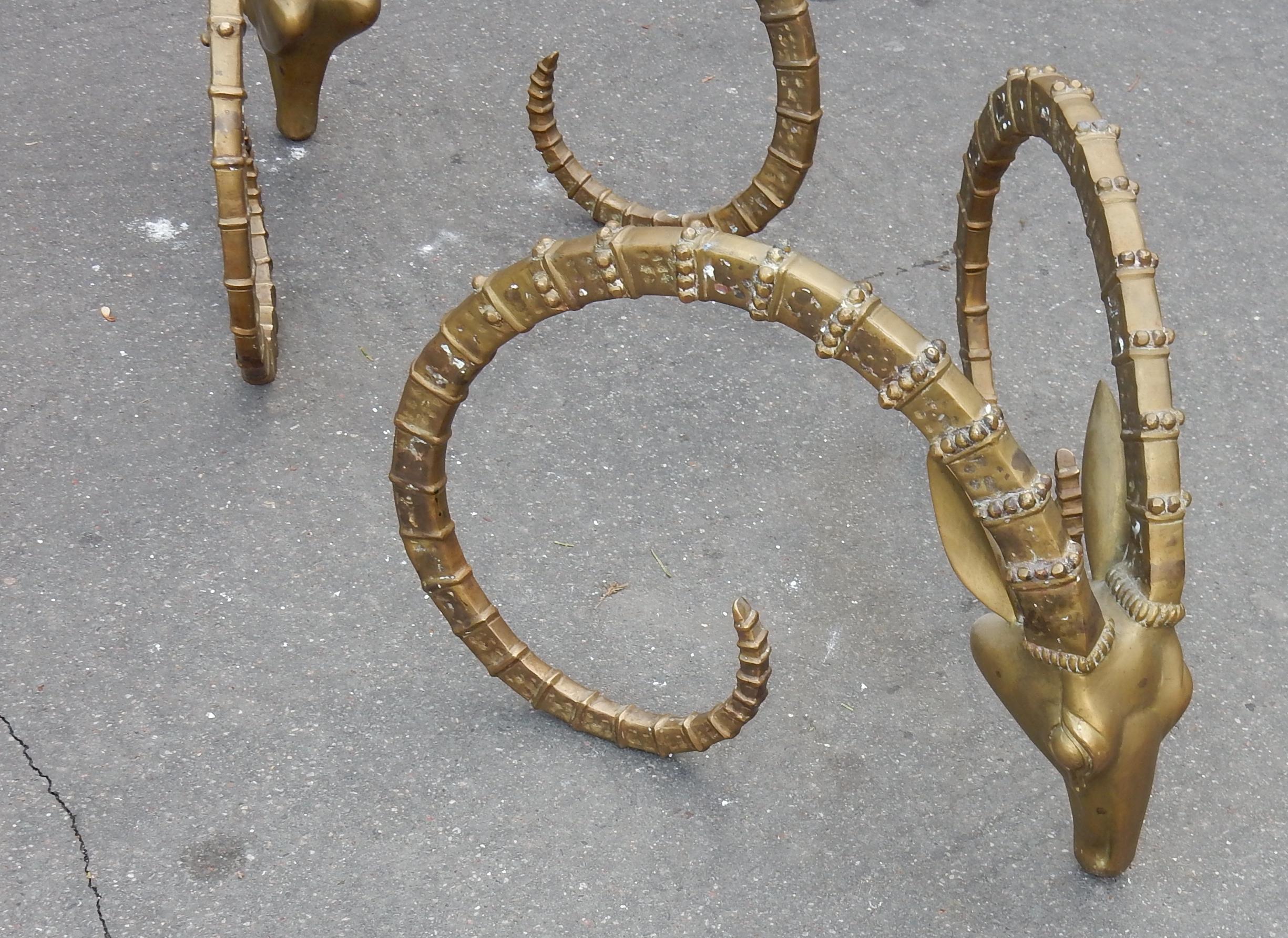 Bronze 1970 Sculptural Ibex Heads Table Attributed to Alain Chervet