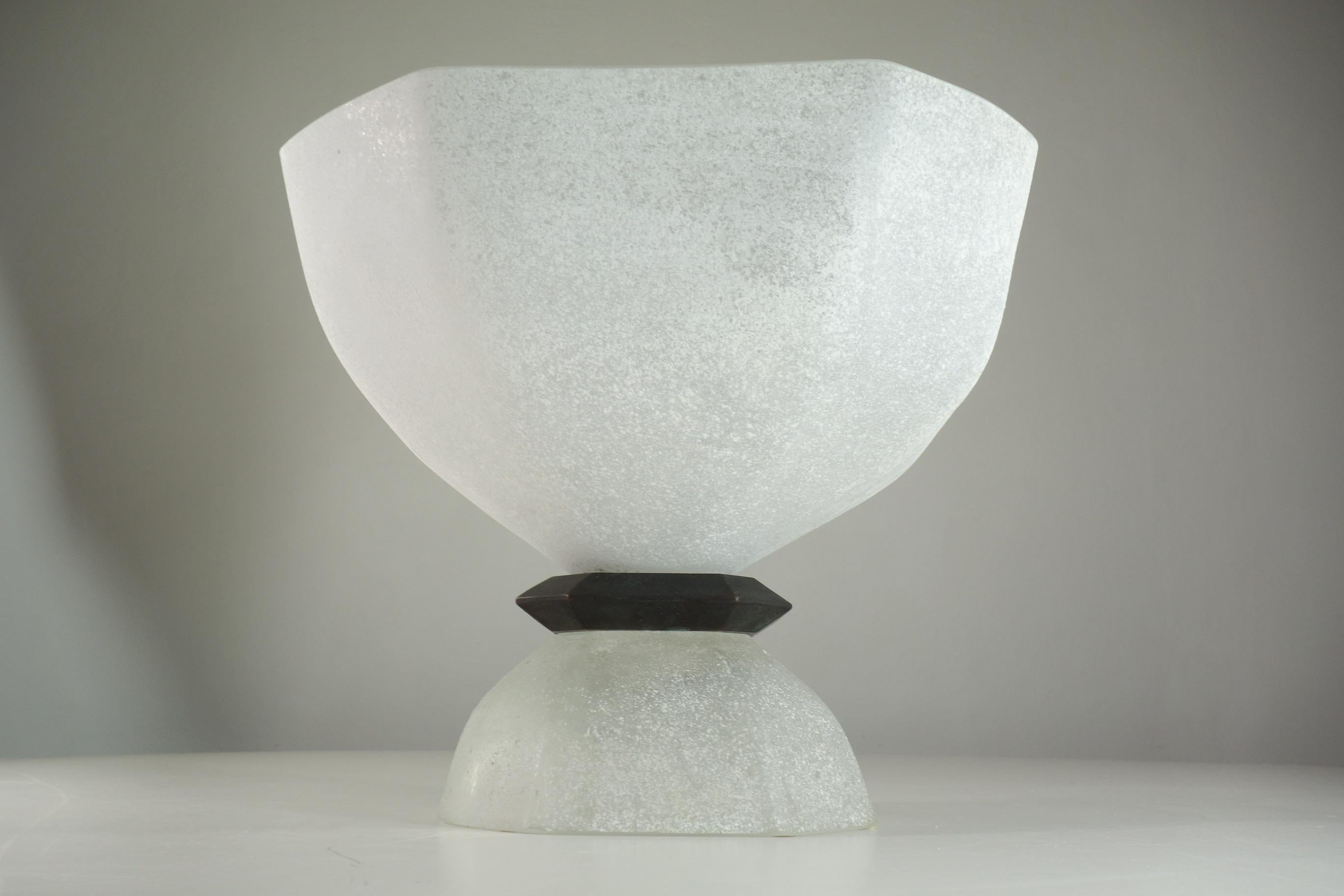 Italian 1970 Seguso Vetri D'Arte Vittorio Rigattieri White Black Murano Glass Vase For Sale