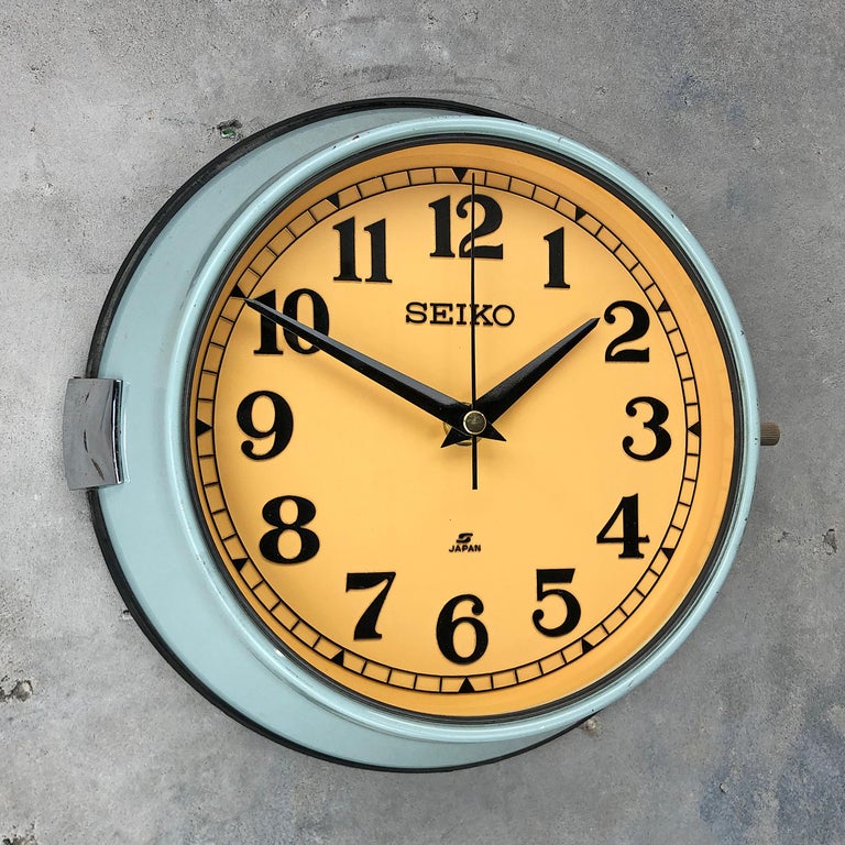 1970 Seiko Blue and Tobacco Retro Vintage Industrial Antique Steel