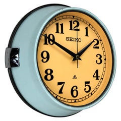 1970 Seiko Blue & Tobacco Vintage Vintage Industrial Antique Steel Quartz Clock