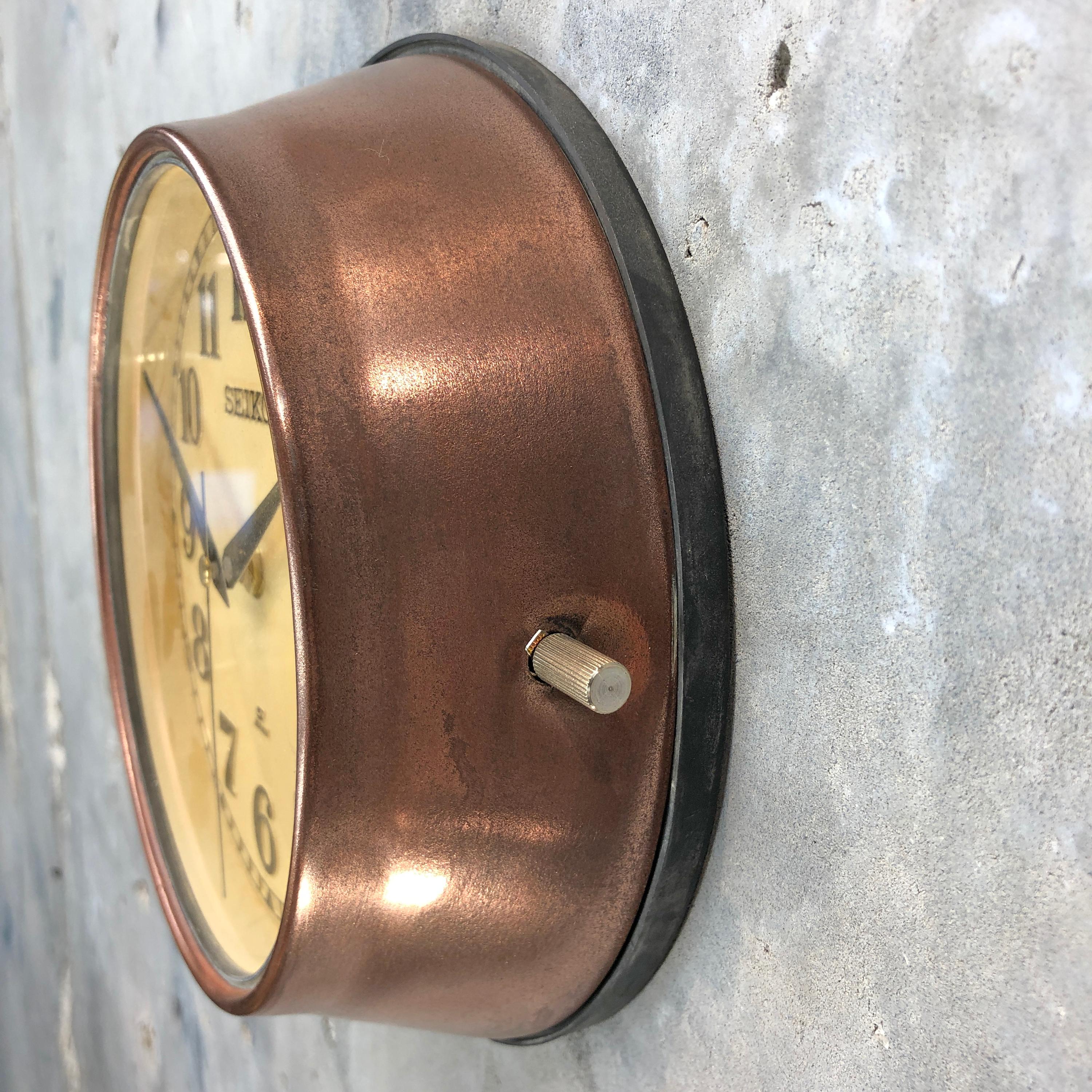1970 Seiko Copper and Cream Retro Vintage Industrial Antique Steel Quartz Clock 5