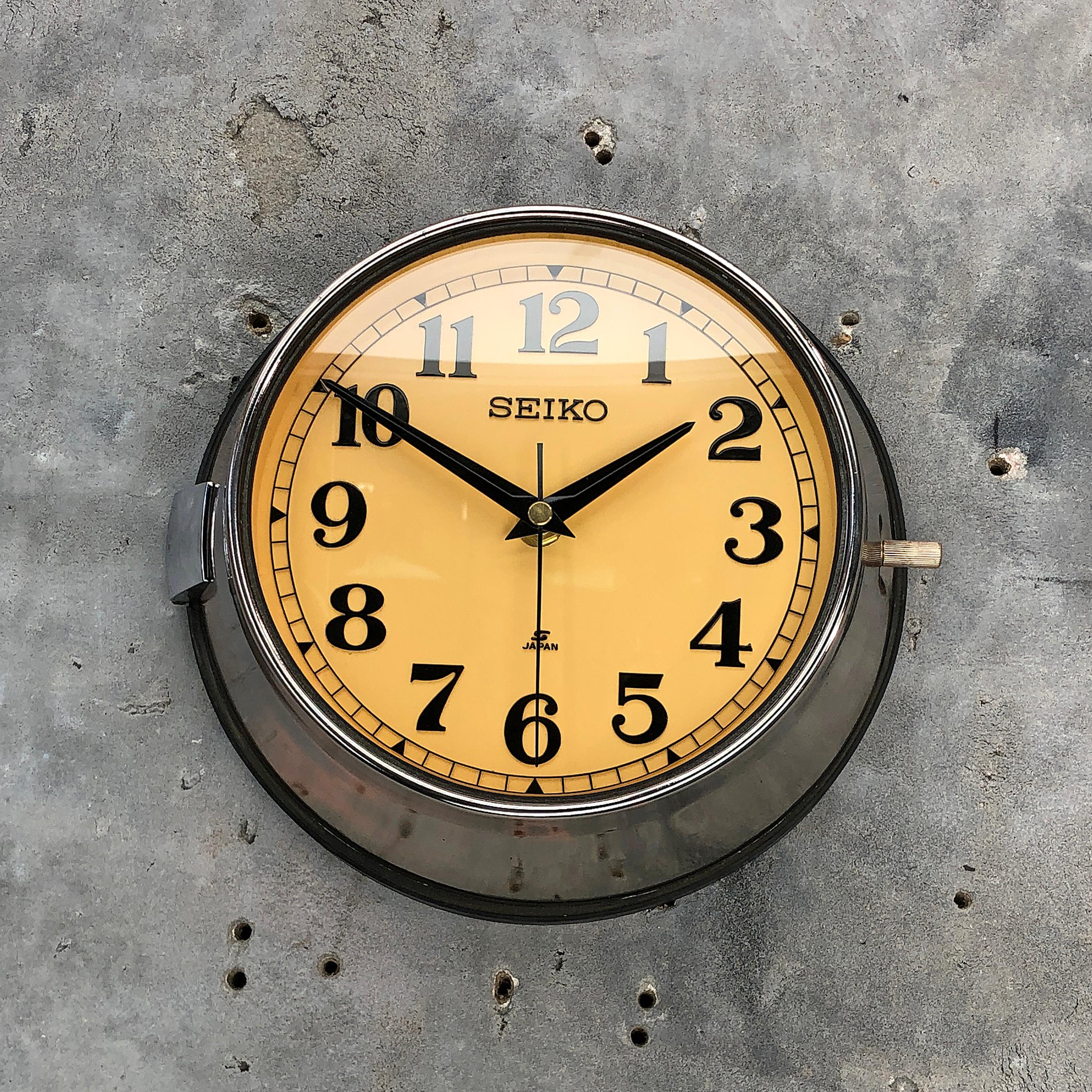 1970 Seiko Steel Retro Vintage Industrial Antique Steel Quartz Clock 4