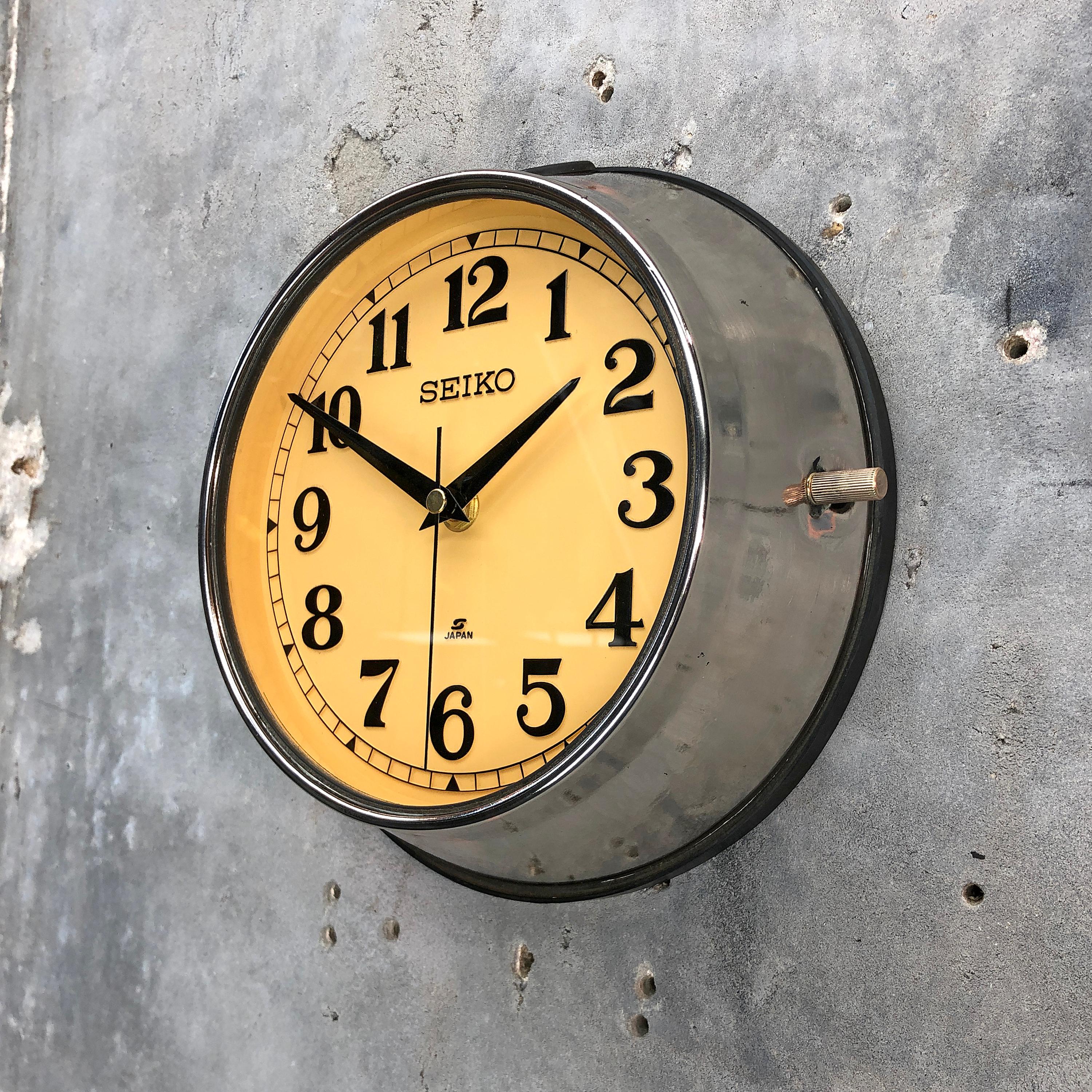 1970 Seiko Steel Retro Vintage Industrial Antique Steel Quartz Clock 6
