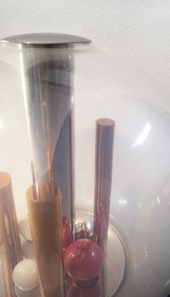 1970 Selenova Italian Design Glass Chrome Table Lamp