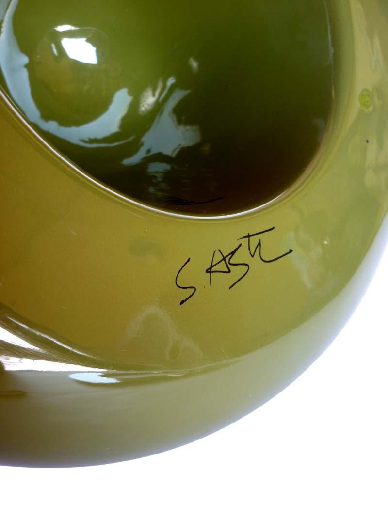 1970 Sergio Asti Cedit Space Age Design Italiano Ceramica Verde Posacenere For Sale 2