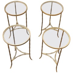 1970 Serie of Four Tables of Round Ends of Sofas Maison Bagués