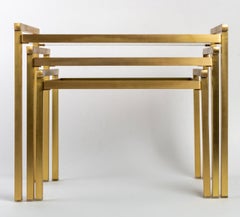 1970 Series of Brass Nesting Tables Maison Roche