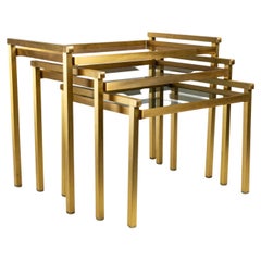 1970 Series of Brass Nesting Tables Maison Roche