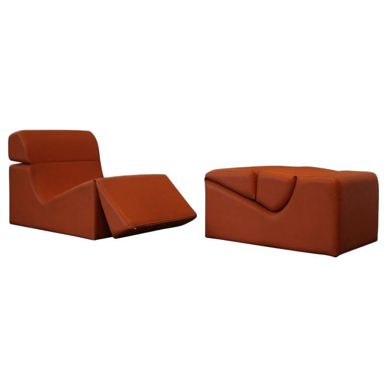 Rare armchairs created by famous French designer Jean-Paul Barray.
Dunlop editor. Modular fireside chair 