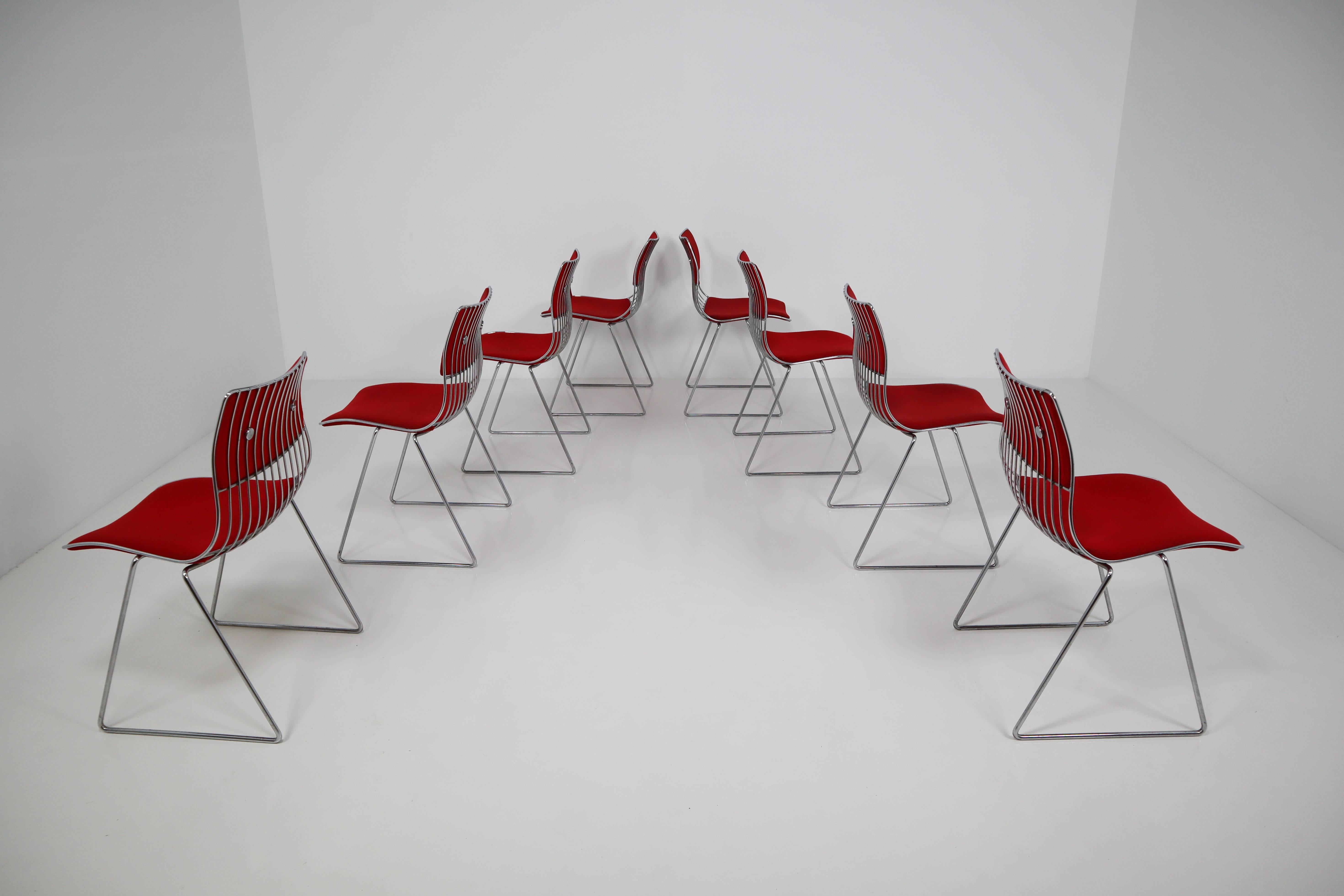 Late 20th Century 1970 Set of Eight Belgium Dining Chairs by Rudi Verelst for Novalux