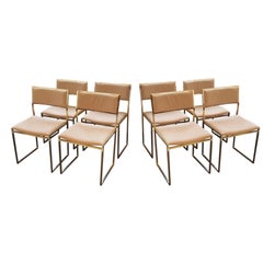 Mid-Century Modern, Italy, 1970, Set of Eight Willy Rizzo Signed Dining Chairs