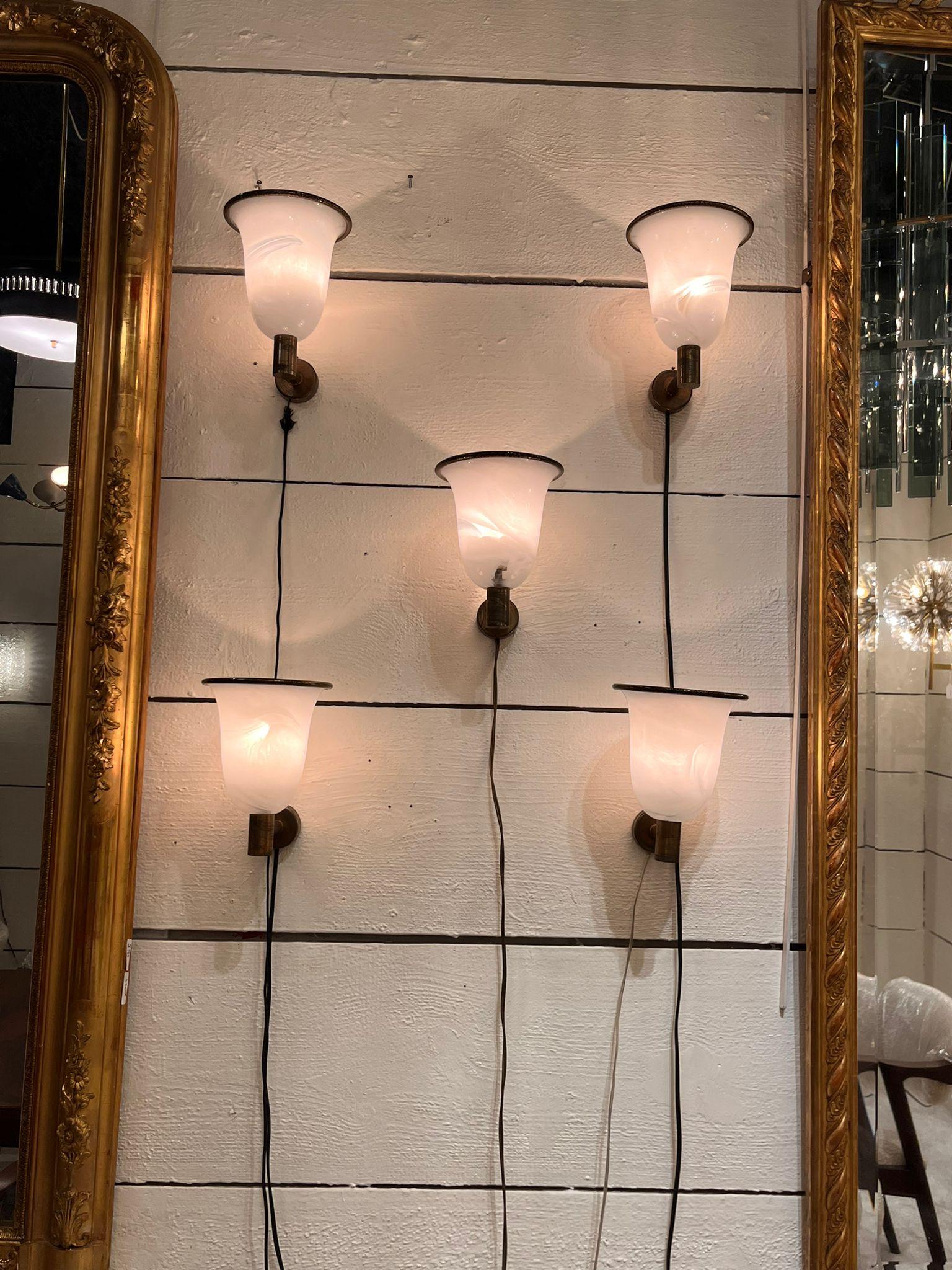 1970 Ensemble de cinq appliques italiennes par Barovier&Toso Bon état - En vente à SAINT-OUEN-SUR-SEINE, FR