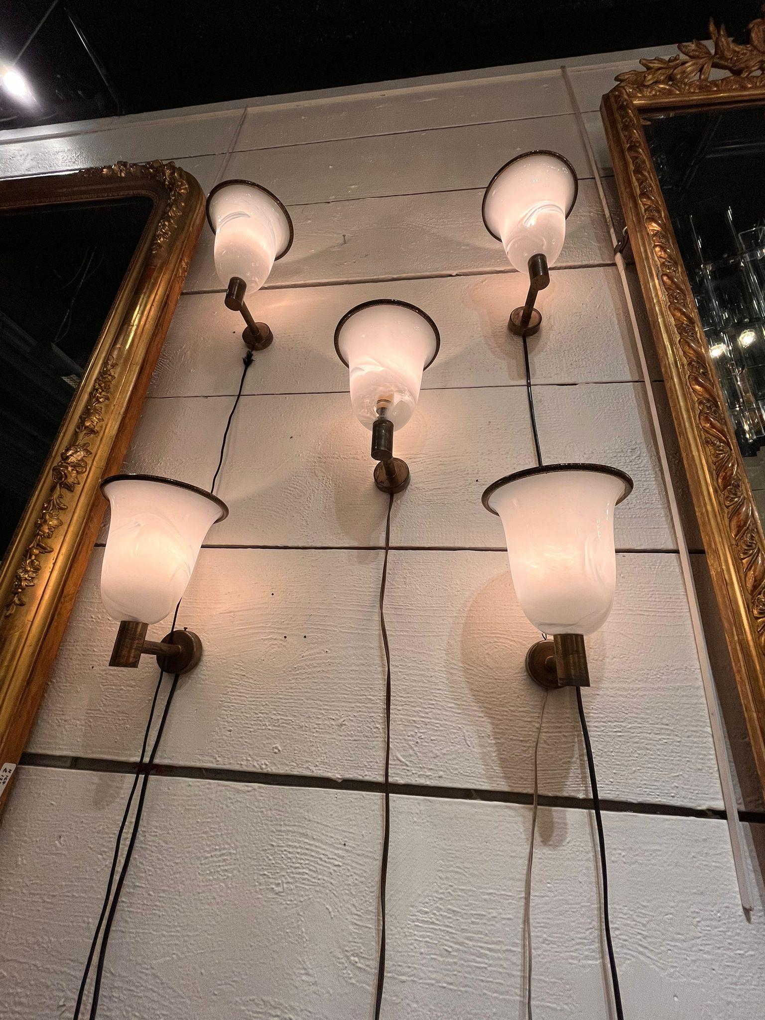 Fin du 20e siècle 1970 Ensemble de cinq appliques italiennes par Barovier&Toso en vente