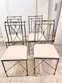 1970 Satz von vier signierten A. Orlandi Neoklassischen Metall und Messing Details Stühle