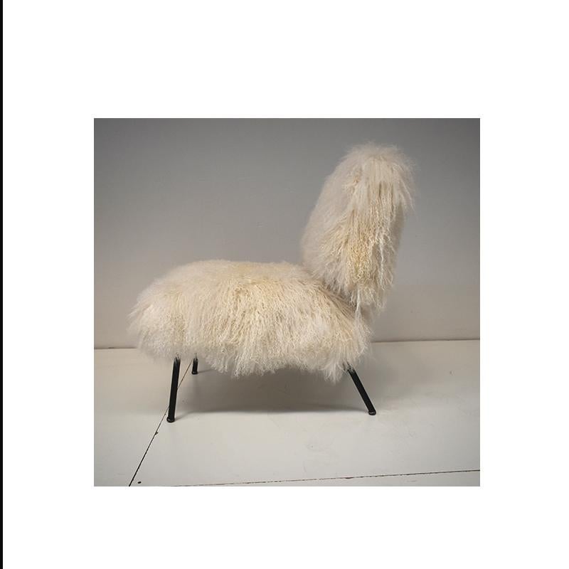 Goat Hair 1970, Set of Two Vintage Armachiars, Upholstered in Fur For Sale
