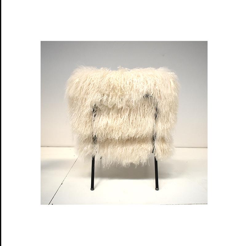 1970, Set of Two Vintage Armachiars, Upholstered in Fur For Sale 2