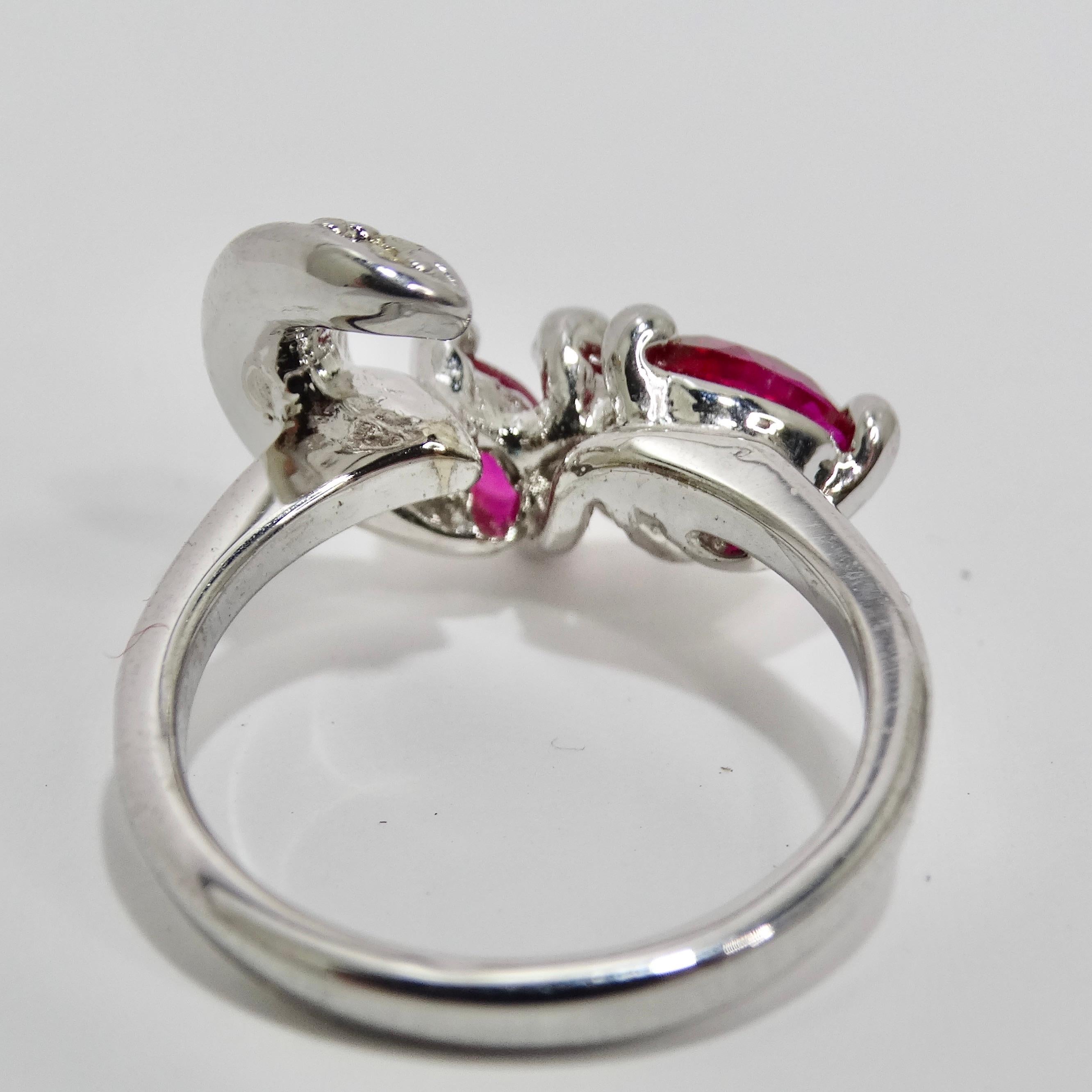 1970 Silver Plated Synthetic Ruby Ring In Excellent Condition For Sale In Scottsdale, AZ