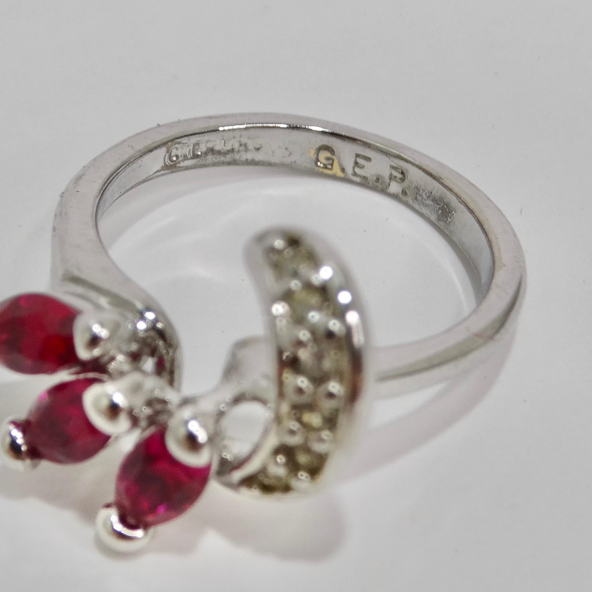 1970 Silver Plated Synthetic Ruby Ring For Sale 1