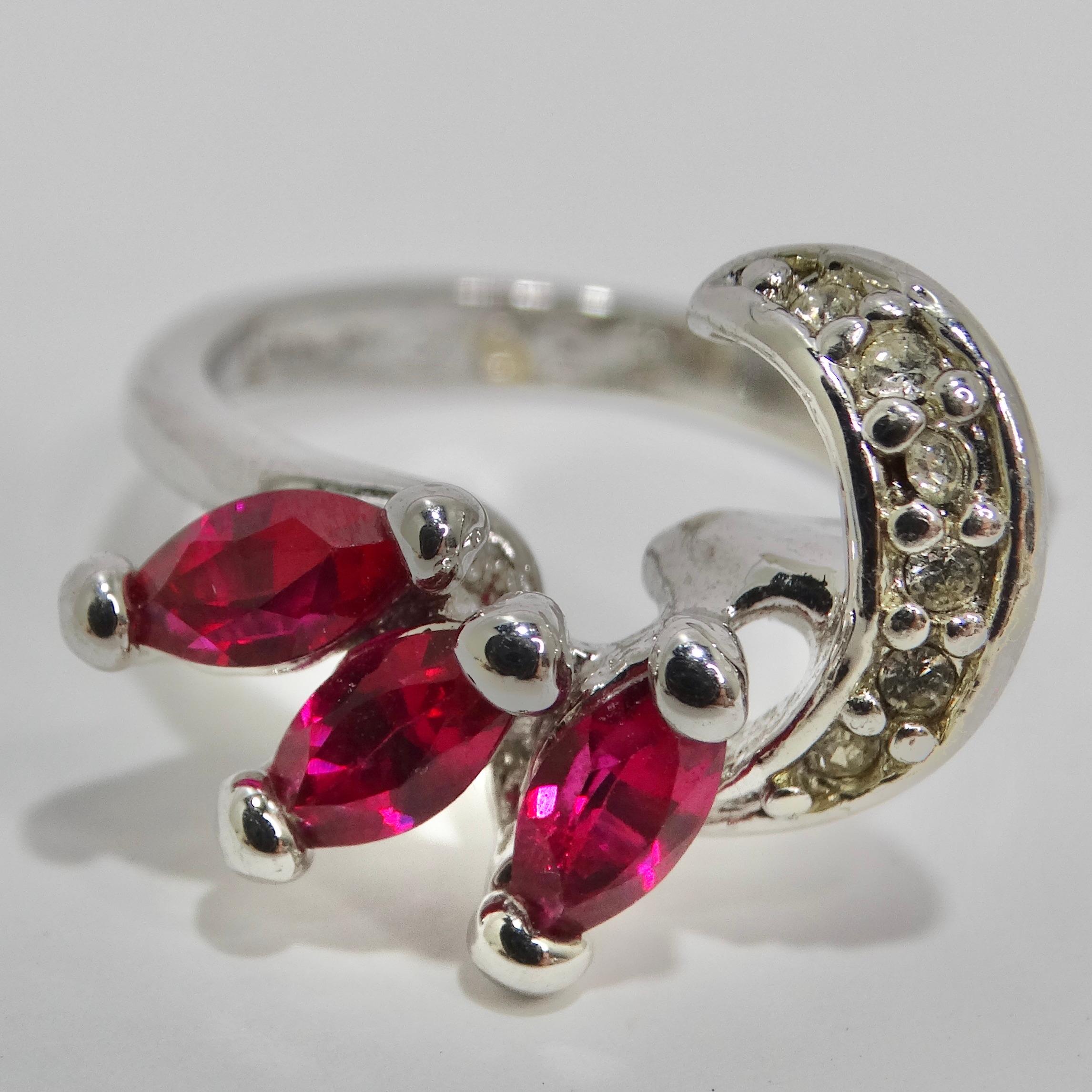 1970 Silver Plated Synthetic Ruby Ring For Sale 2