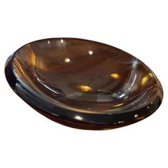1970 Smoked Glass Catchall Dish, Diameter 20 cm