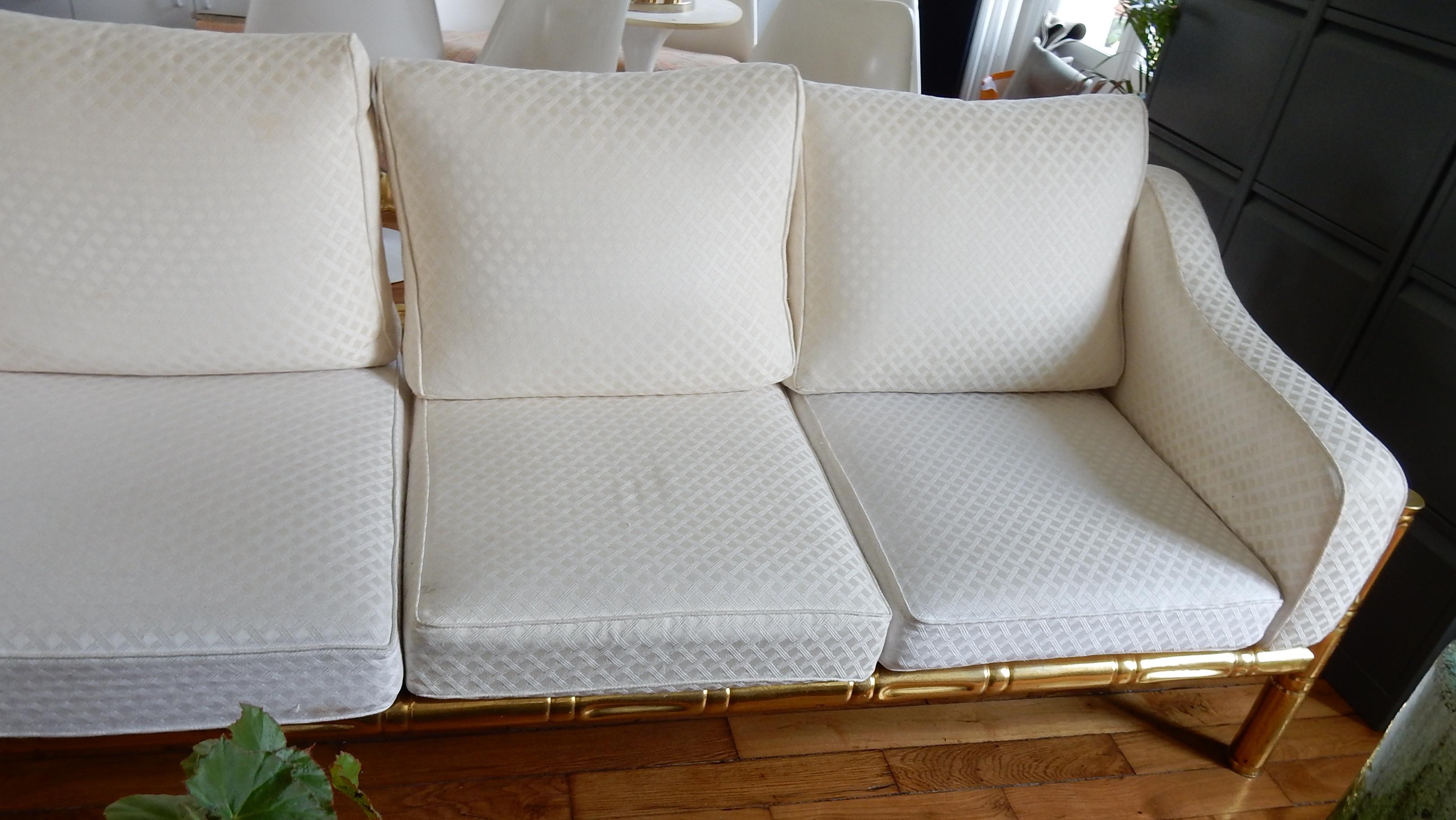 1970 Sofa Three-Seat in the Style of Maison Jansen Brass Model Bamboo In Good Condition In Paris, FR