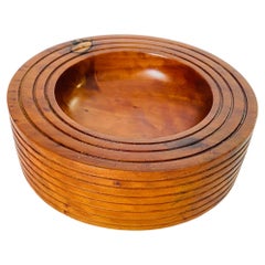 1970 Solid Wood Ashtray France Brown Color
