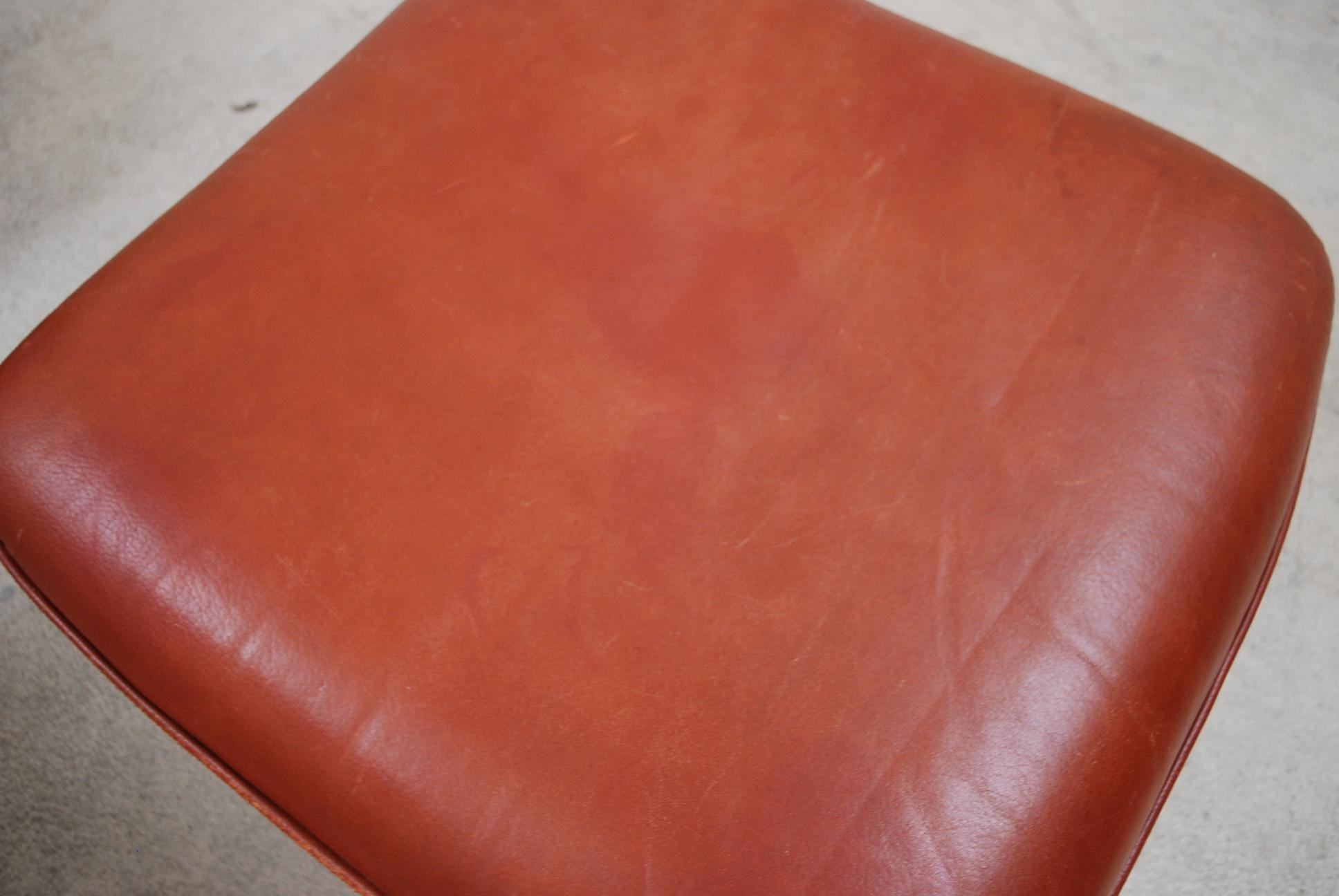  1970 Space Age Ox Red Leather Lounge Chair and Ottoman 9