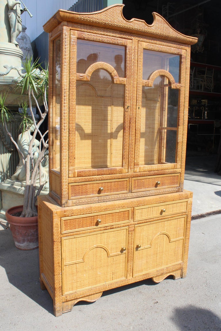 1970 Spanish Laced Wicker Bookshelf For Sale at 1stdibs