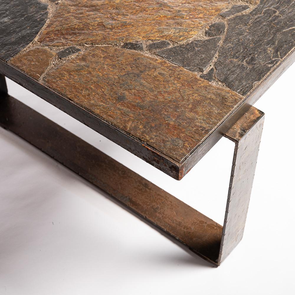 Dutch 1970 Steel and Stone Table by Paul Kingma For Sale