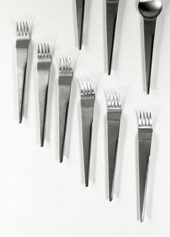 1970 Steel Inox Gottingen Italian Space Age Design Flatware Cutlery 18 pieces