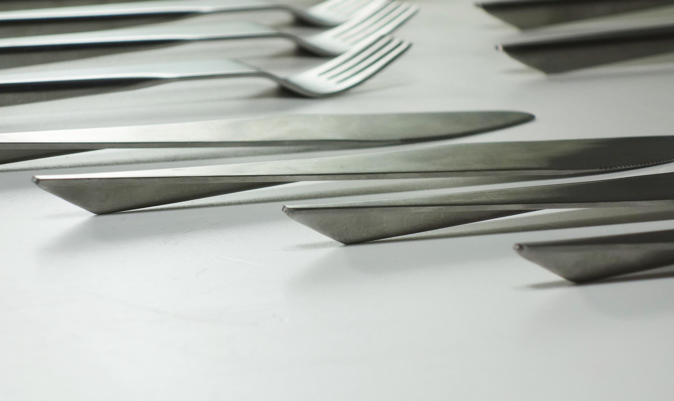 Acciaio 1970 Steel Inox Gottingen Italian Space Age Design Posate 18 pezzi in vendita