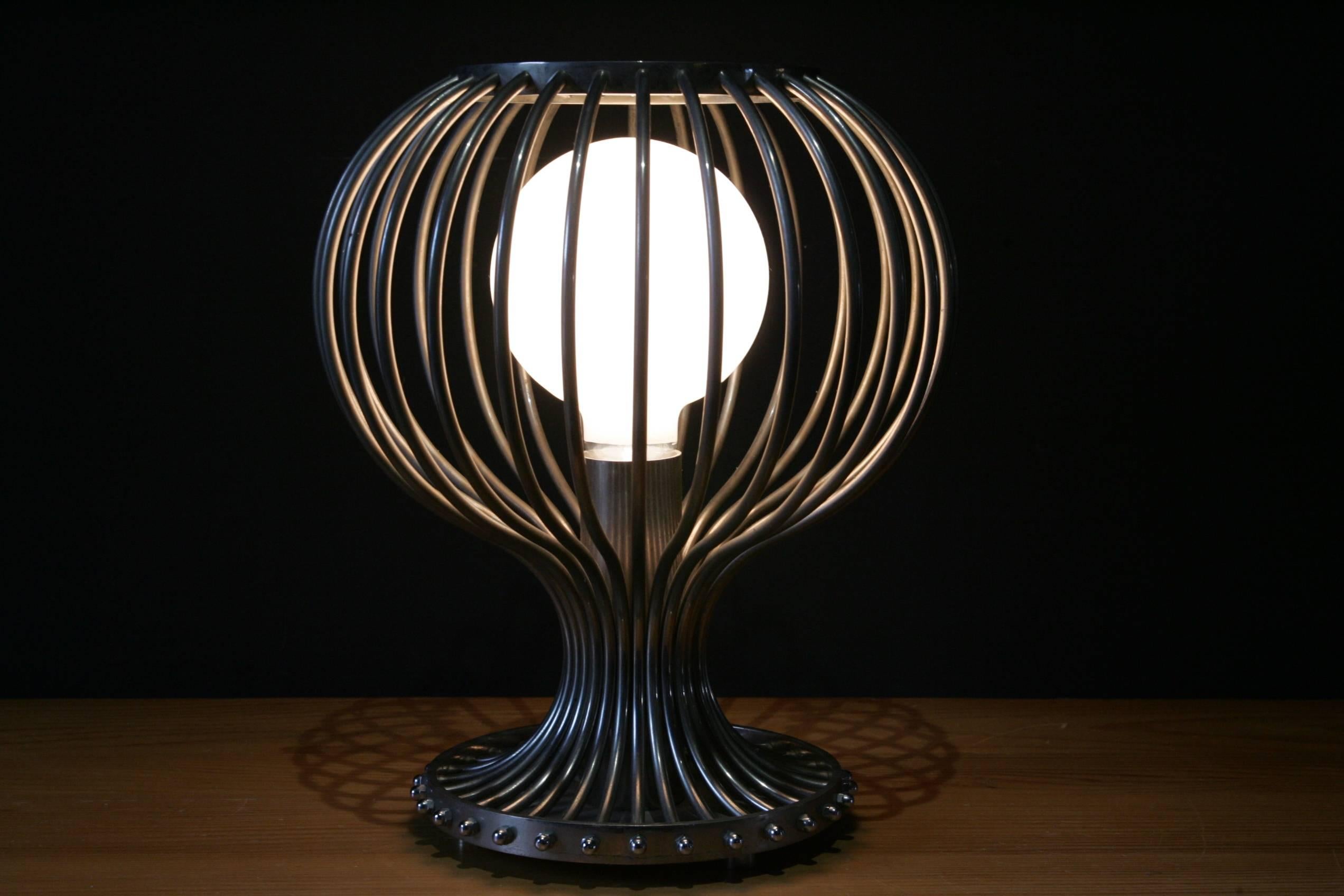 A very interesting table lamp in the manner of Nadine Charroy, Francoise Sée, Maria Pergay, Crespi or....
The quality is high and perfect.