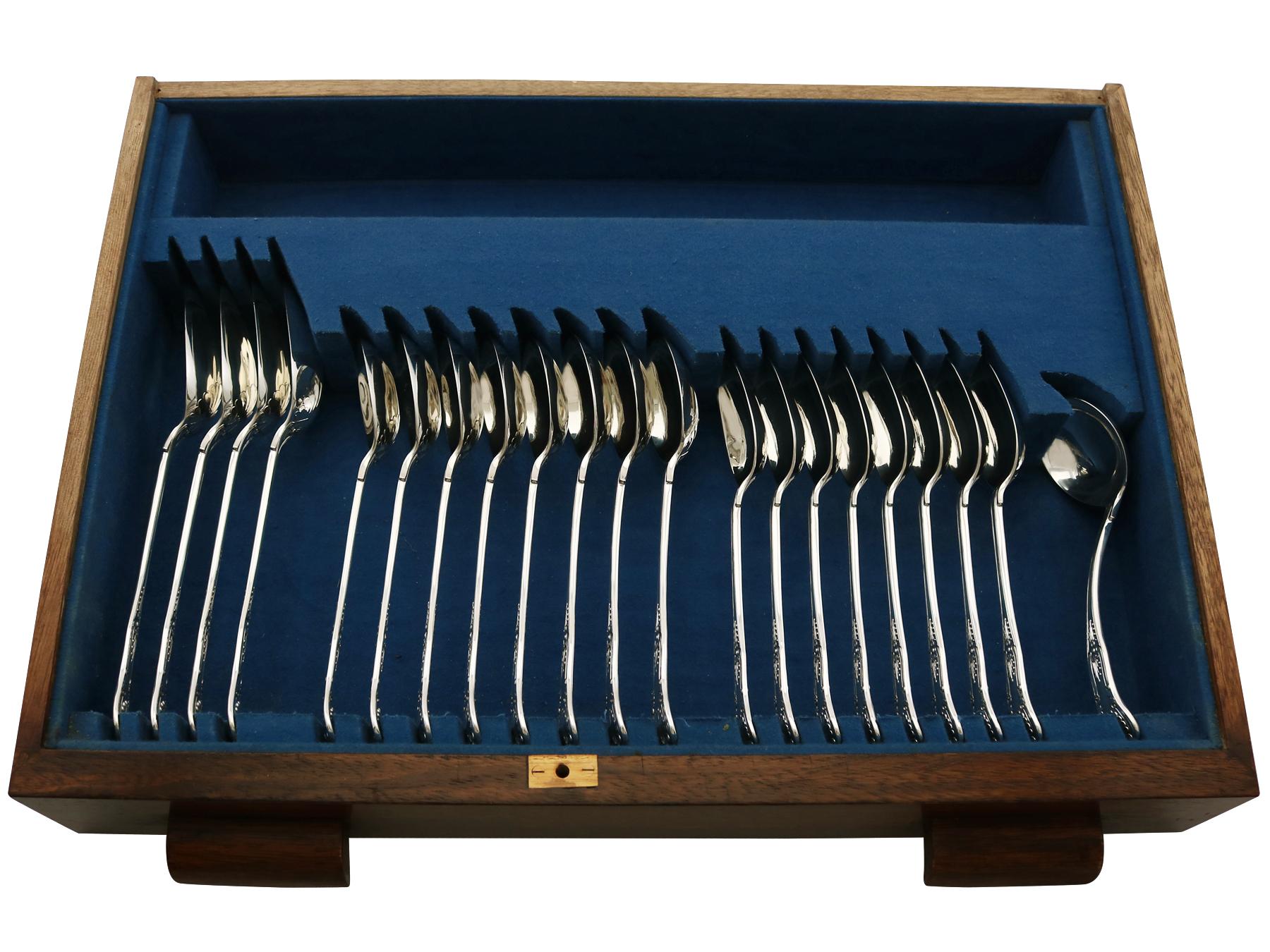 English 1970 Sterling Silver Canteen of Cutlery for Eight Persons