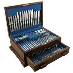 Retro 1970 Sterling Silver Canteen of Cutlery for Eight Persons