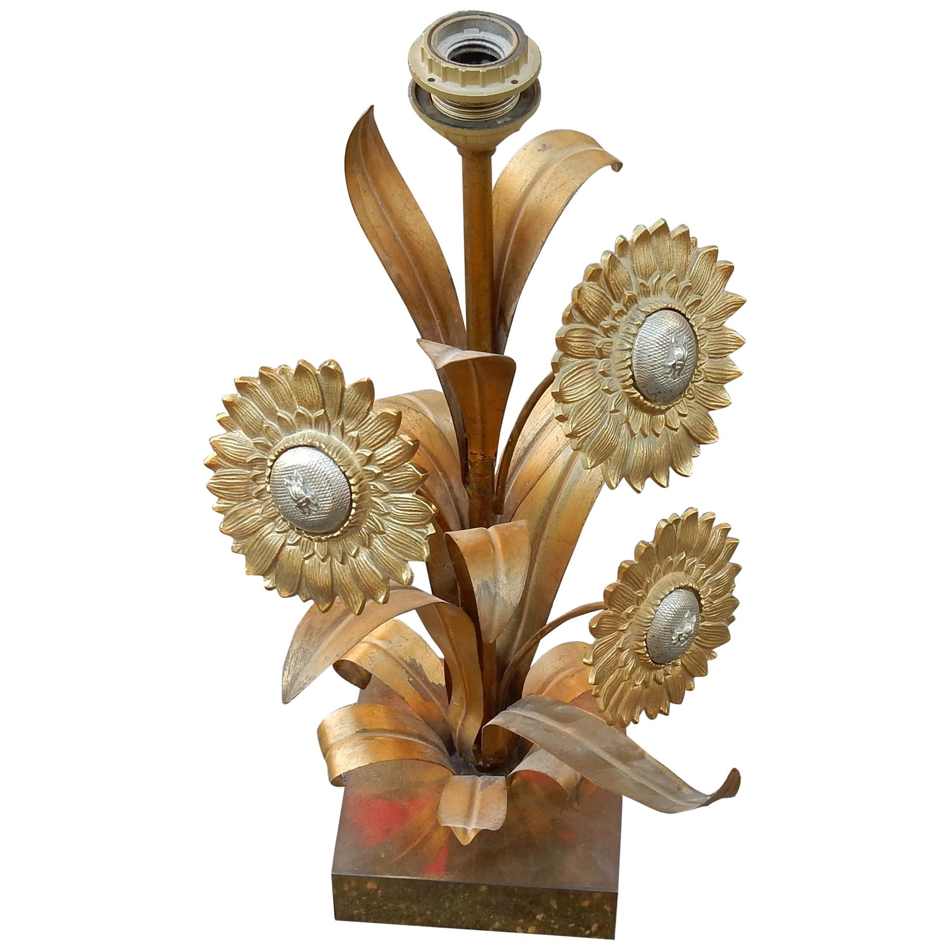 1970 Sunflower Lamp in the Style of Maison Jansen For Sale