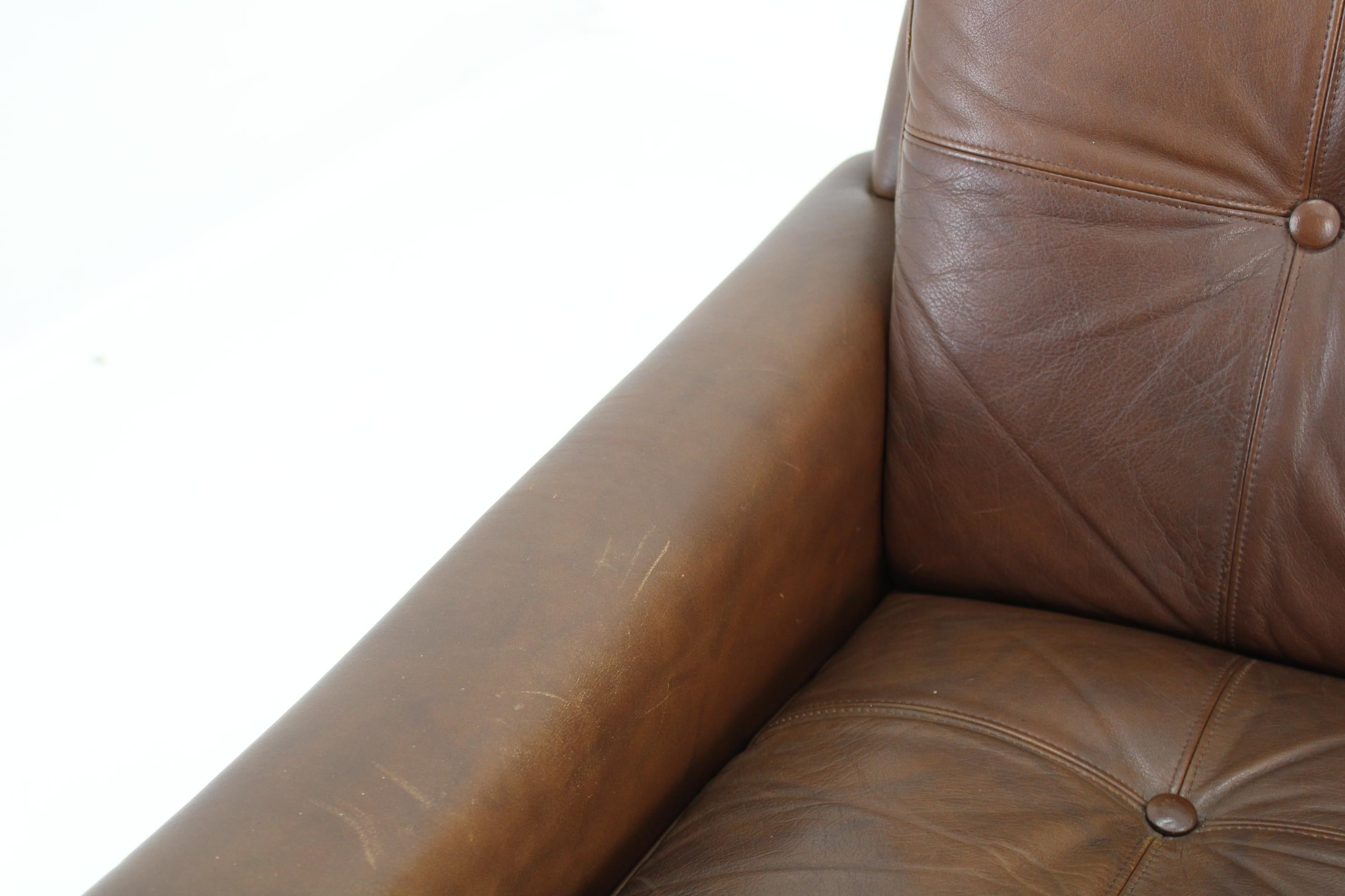 1970 Svend Skipper 3-Seater Sofa in Brown Leather, Denmark 4