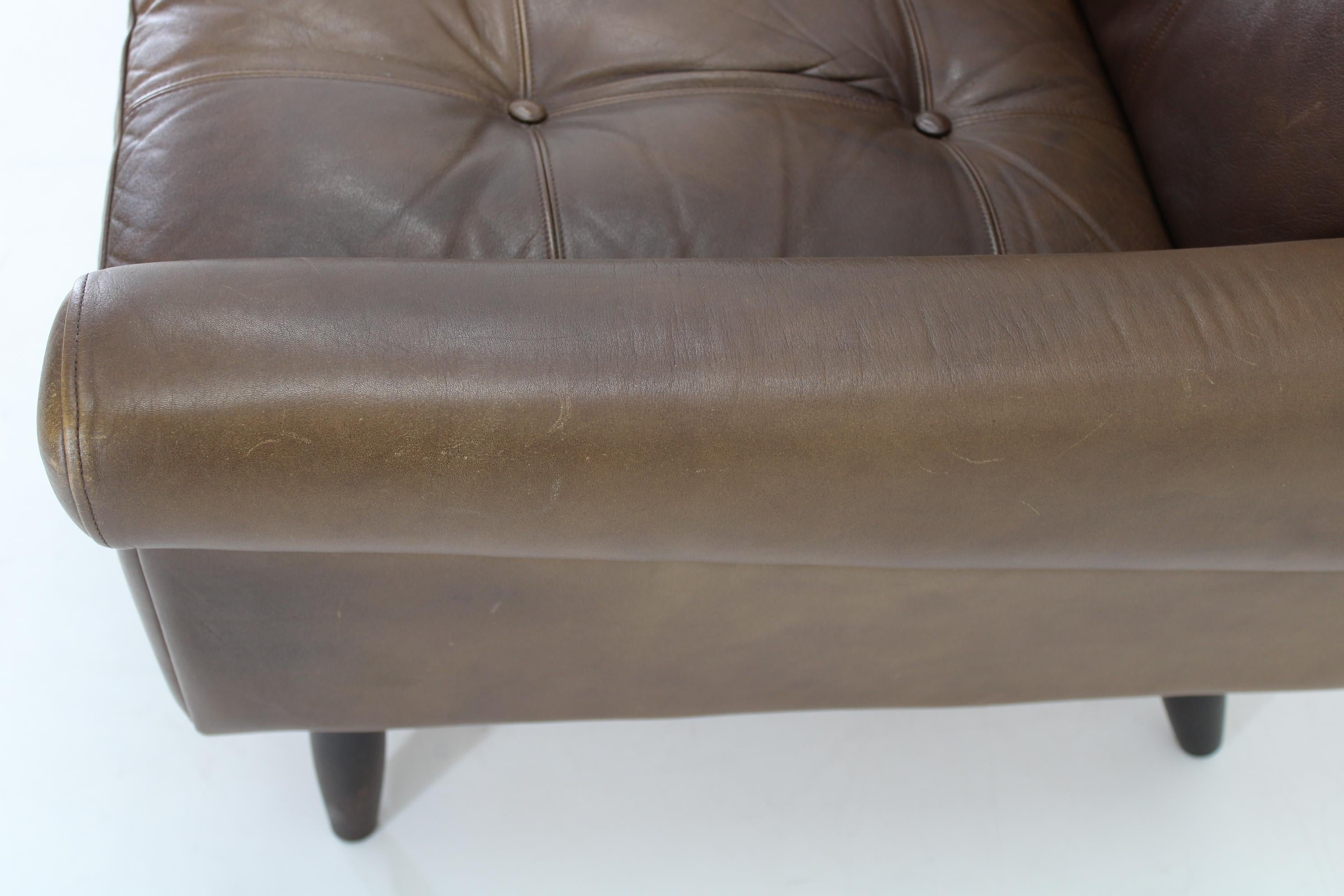 1970 Svend Skipper 3-Seater Sofa in Brown Leather, Denmark 8