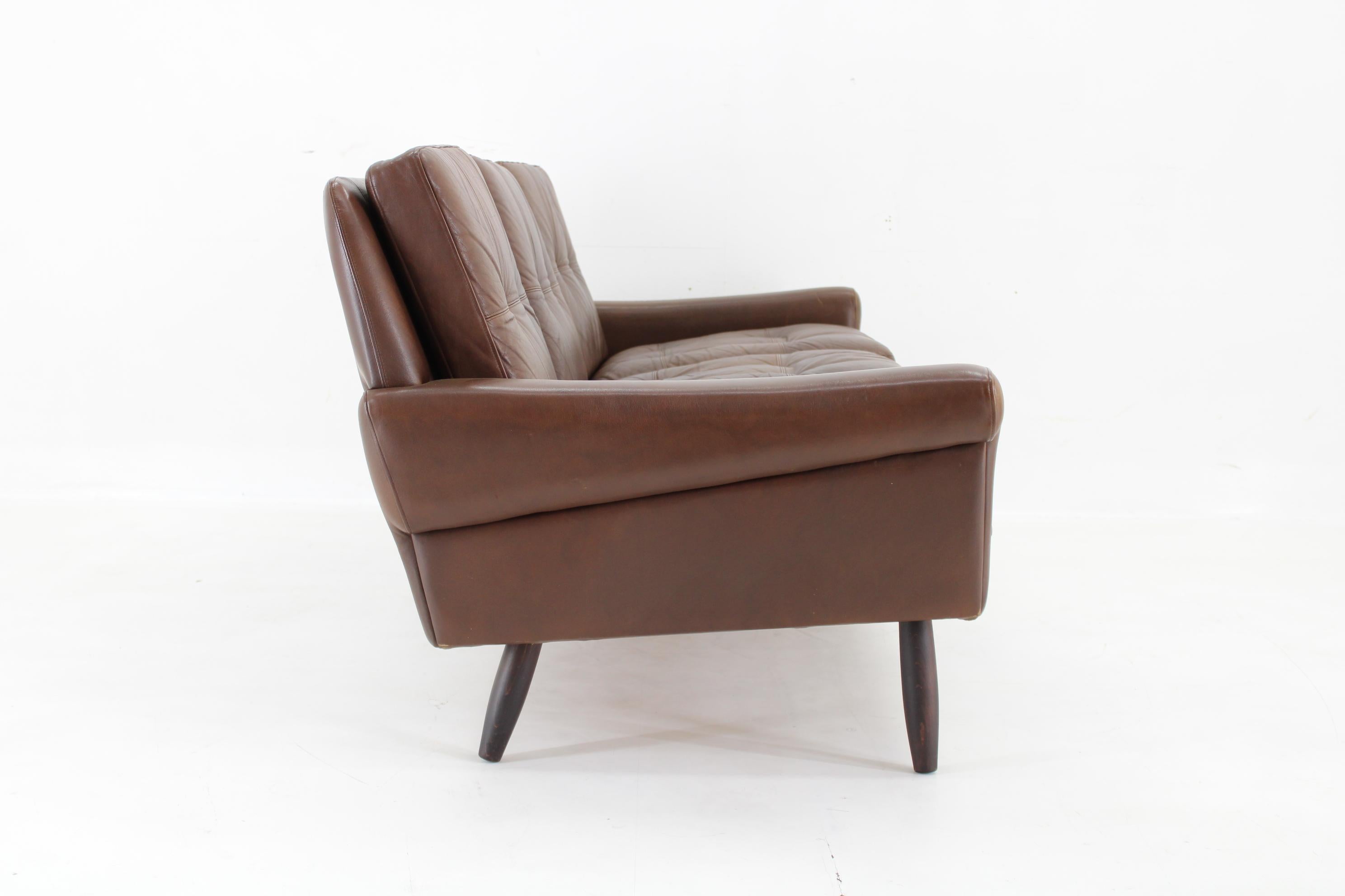 Mid-Century Modern 1970 Svend Skipper 3-Seater Sofa in Brown Leather, Denmark