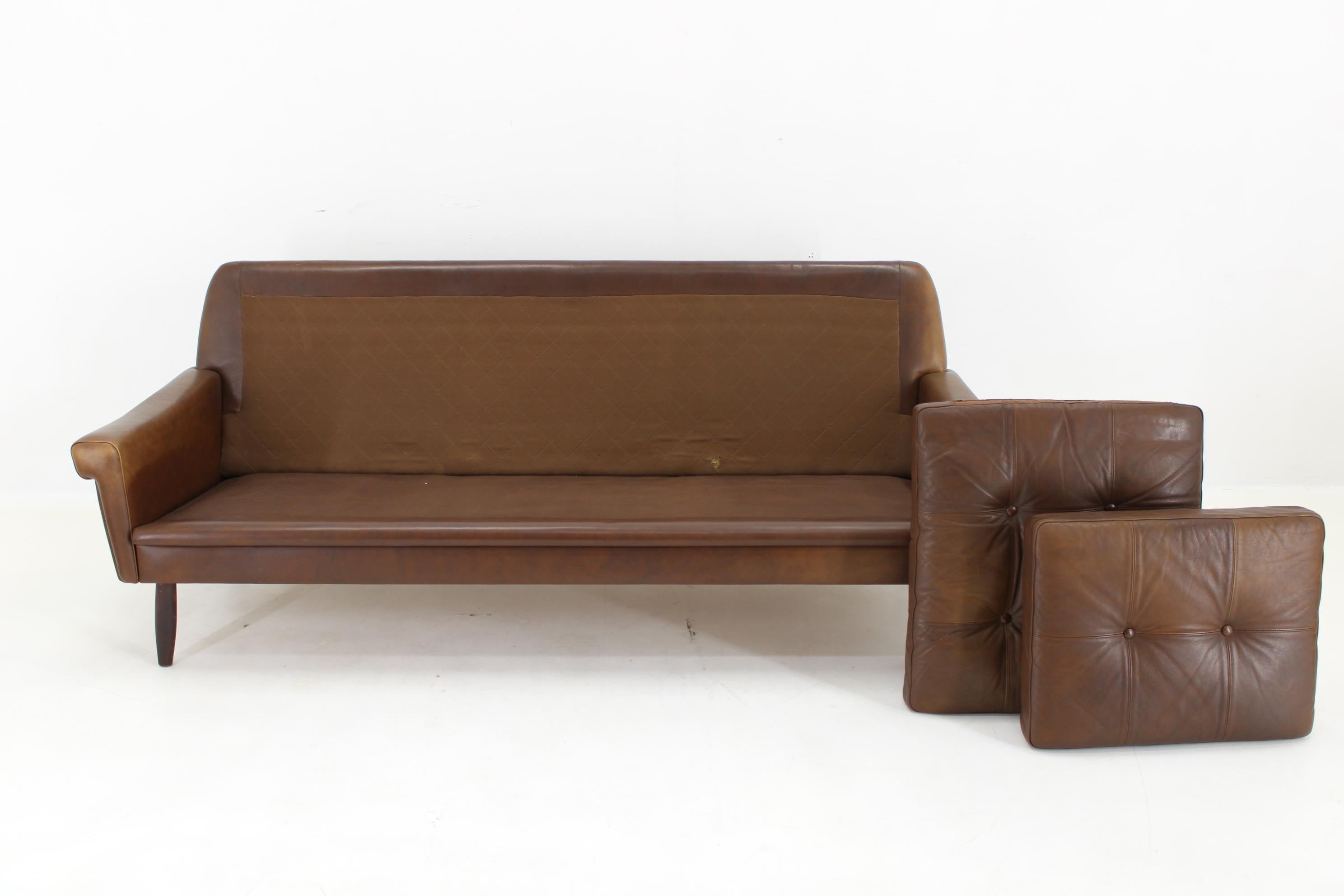 20th Century 1970 Svend Skipper 3-Seater Sofa in Brown Leather, Denmark
