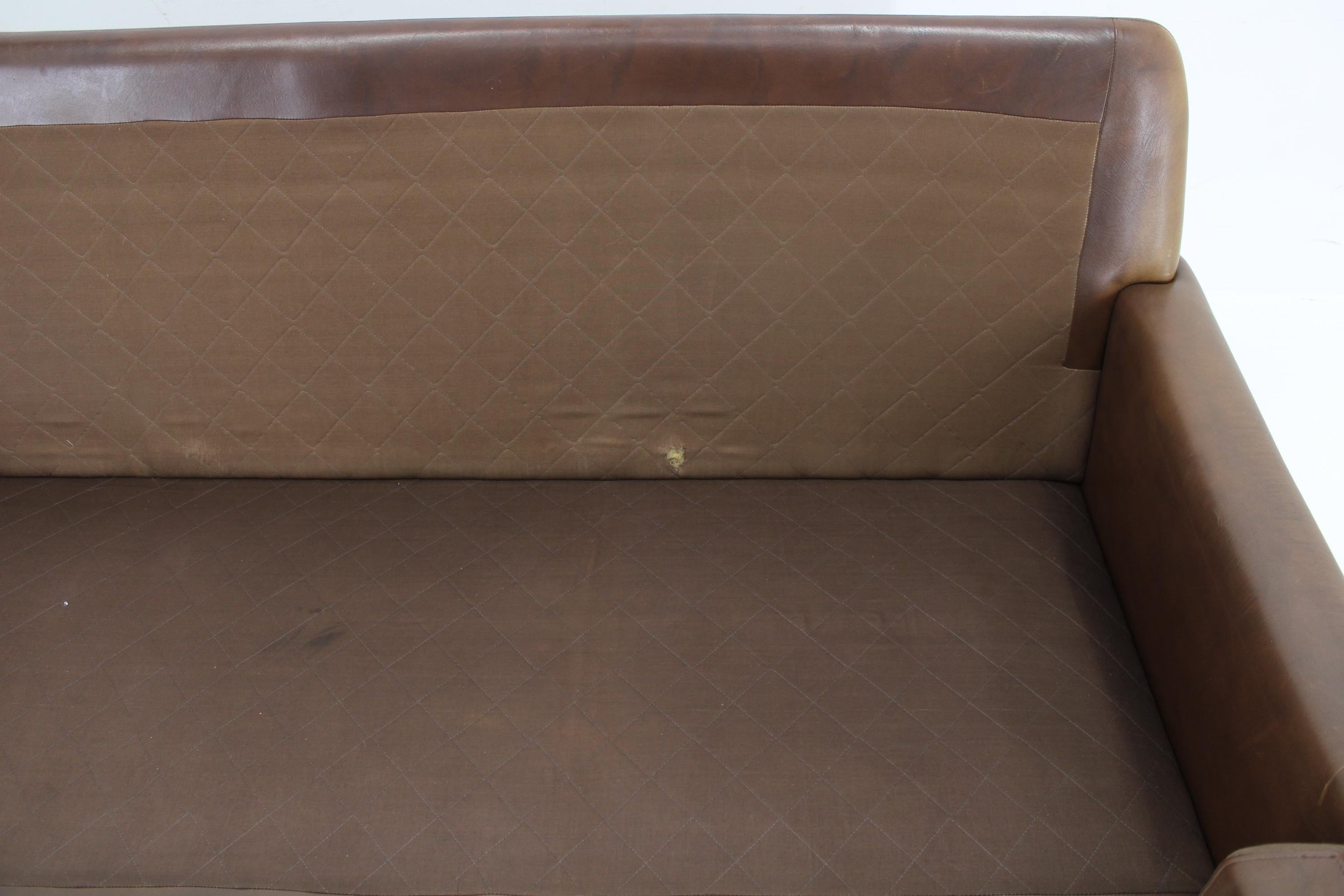 1970 Svend Skipper 3-Seater Sofa in Brown Leather, Denmark 1