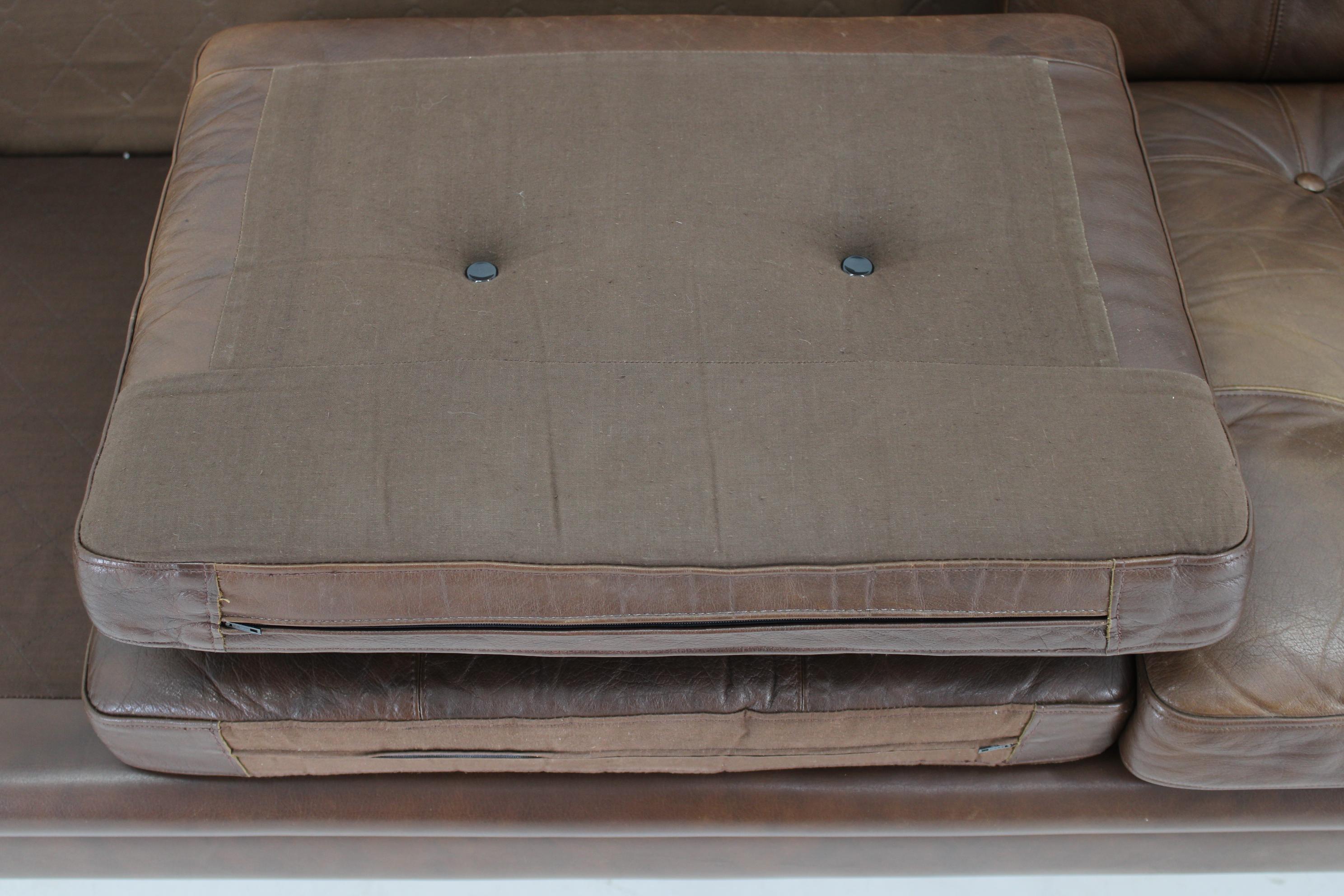 1970 Svend Skipper 3-Seater Sofa in Brown Leather, Denmark 3