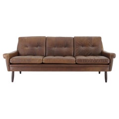 1970 Svend Skipper 3-Seater Sofa in Brown Leather, Denmark