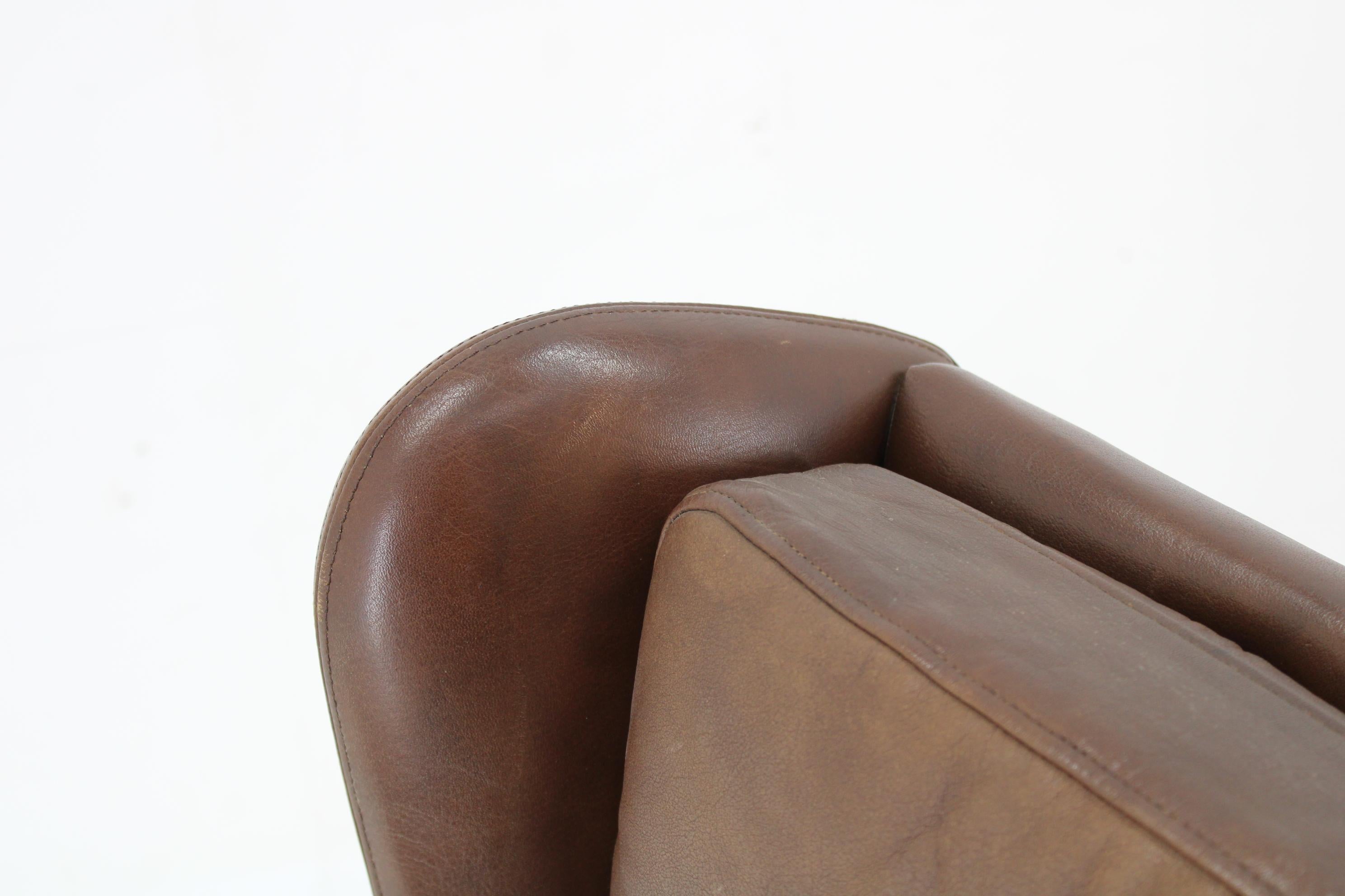 1970 Svend Skipper High Back Armchair and Ottoman in Brown Leather, Denmark For Sale 6